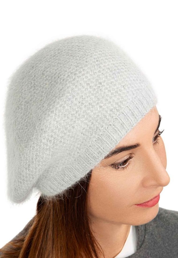 Beret damski, szary, Ambra