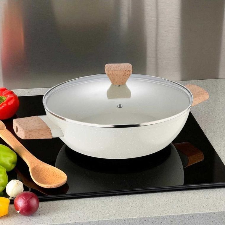 Bergner, Naturally, garnek marmurkowy płaski z pokrywą, 28 cm