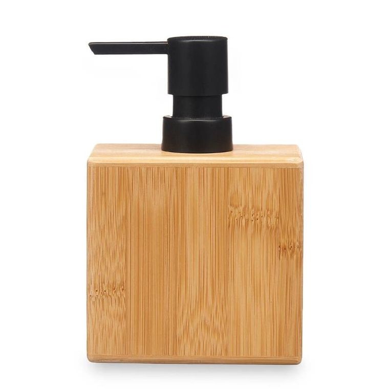 Berilo, dozownik do mydła w płynie, kwadratowy, z bambusa, 5,8-9,7-15 cm