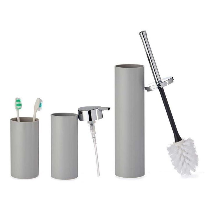 Berilo, plastikowe akcesoria do łazienki ze srebrnymi uchwytami, 3 elementy