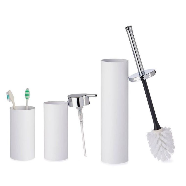 Berilo, plastikowe akcesoria do łazienki ze srebrnymi uchwytami, 3 elementy