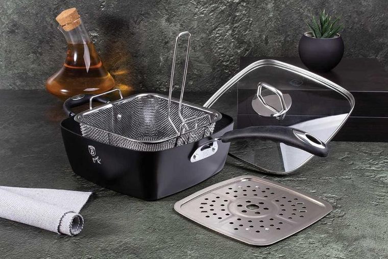 Berlinger Haus, Black Professional Line, patelnia z koszem i płytą parową