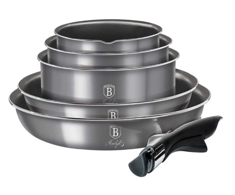 Berlinger Haus, Moonlight, zestaw: garnki tytanowe z pokrywą + patelnie, 12 elementów