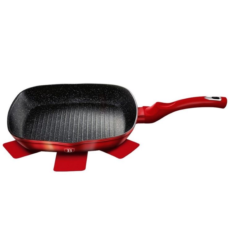 Berlinger Haus, patelnia granitowa grillowa, Red Metallic Line, 28 cm