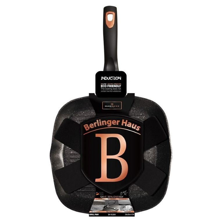 Berlinger Haus, patelnia grillowa granitowa, Black Rose, 28 cm