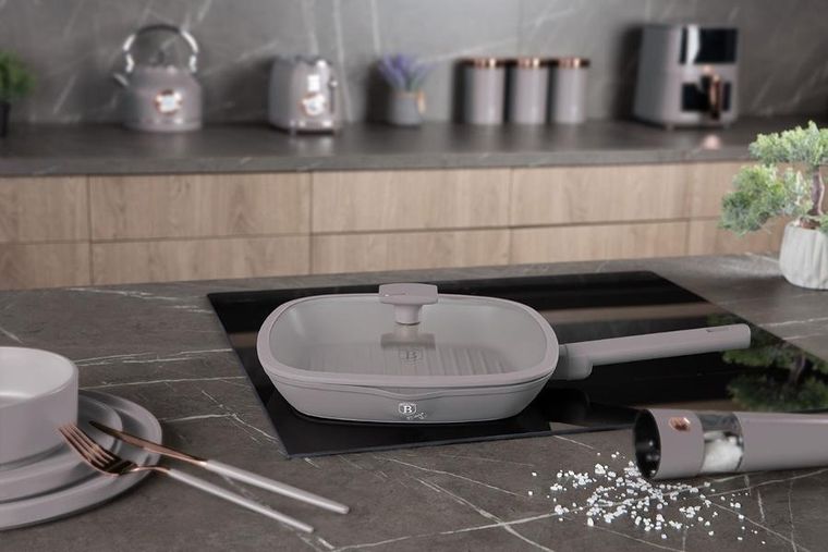 Berlinger Haus, Taupe, patelnia grillowa tytanowa z pokrywą, 28 cm