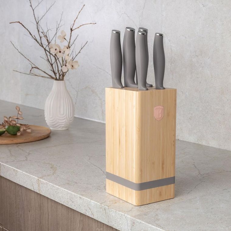 Berlinger Haus, Taupe, zestaw noży w bloku bambusowym