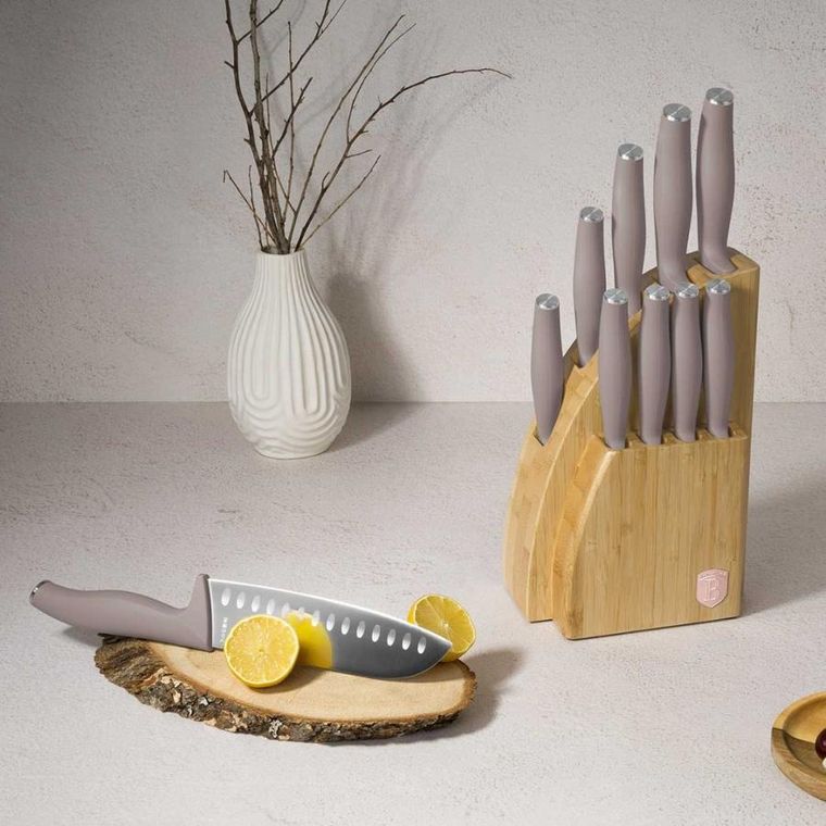 Berlinger Haus, Taupe, zestaw noży w bloku bambusowym