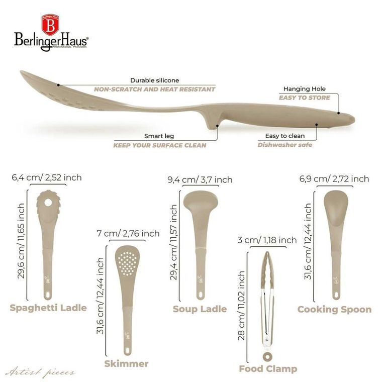 Berlinger Haus, Taupe, zestaw przyborów kuchennych