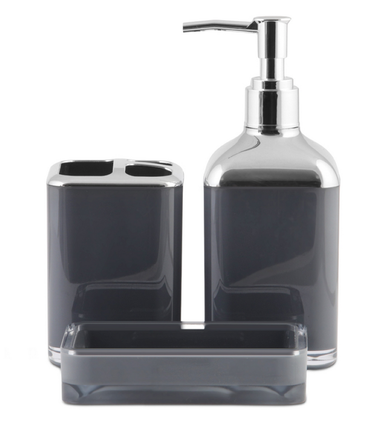 Berretti, zestaw akcesoriów łazienkowych, 3 elementy, antracyt + chrom