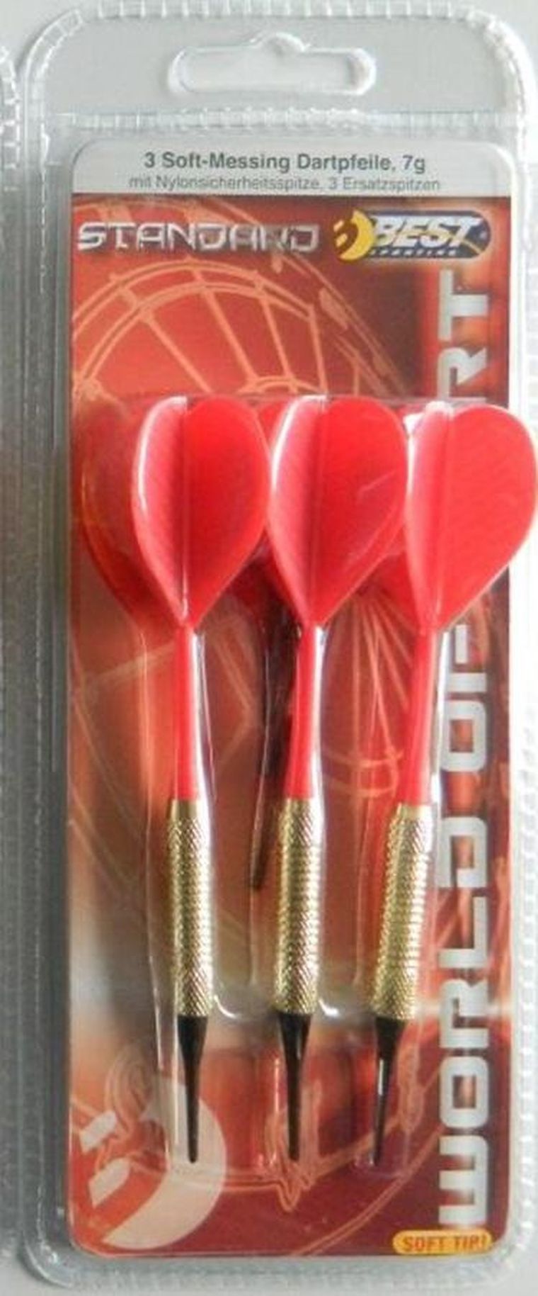 Best Sporting, plastikowe rzutki do darta, czerwone, 3 szt.