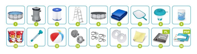 Bestway, basen ogrodowy, stelażowy, 396-122 cm, zestaw 18w1