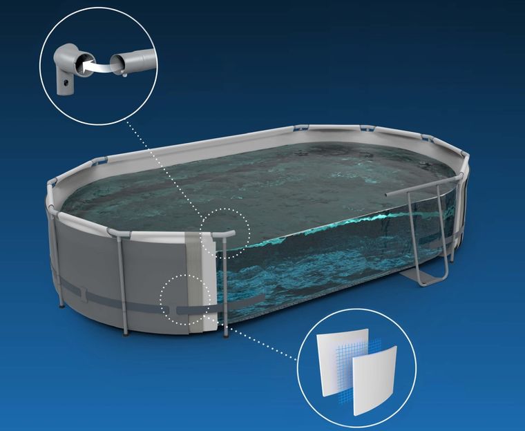 Bestway, basen ogrodowy, stelażowy, 427-250-100 cm, zestaw 18w1