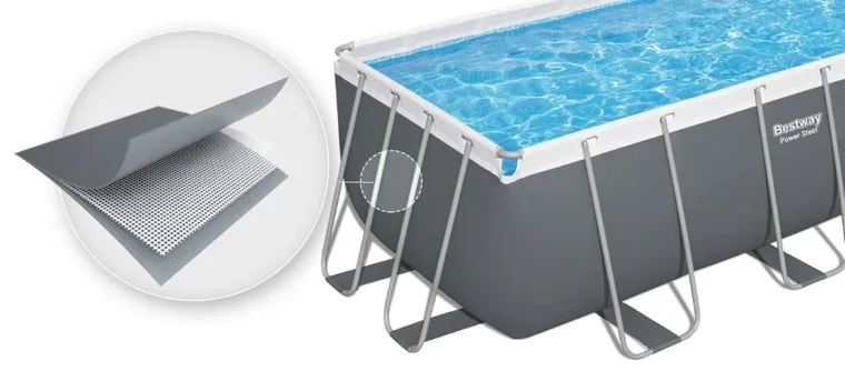 Bestway, basen stelażowy z pompą filtrującą i akcesoriami, prostokątny, 412-201-122 cm, zestaw 11w1
