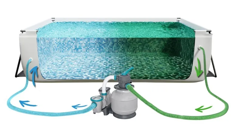 Bestway, basen stelażowy z pompą filtrującą i akcesoriami, prostokątny, 549-274-122 cm, zestaw 12w1