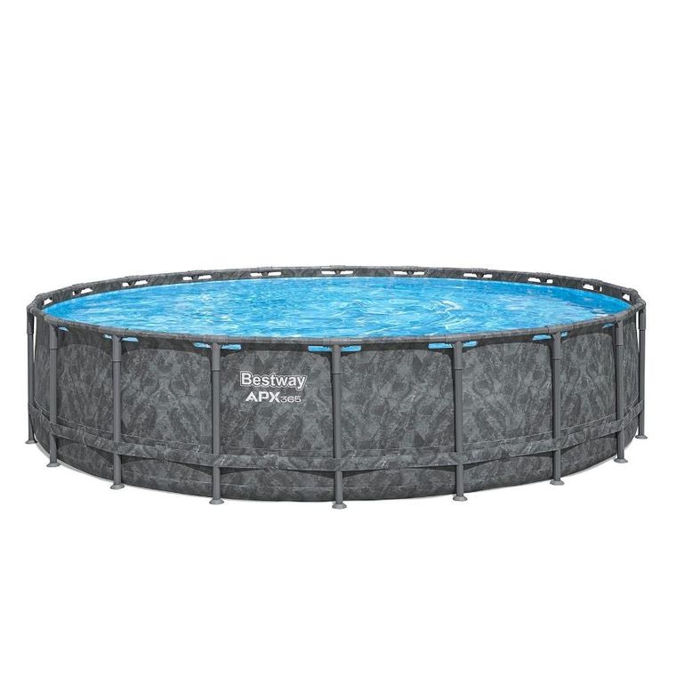 Bestway, basen stelażowy z pompą filtrującą i akcesoriami, szary,132-671 cm, zestaw 11w1