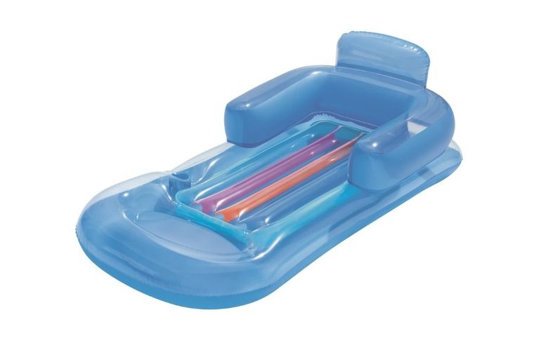 Bestway, dmuchany materac do pływania, z oparciem i podłokietnikami, srebrny, niebieski