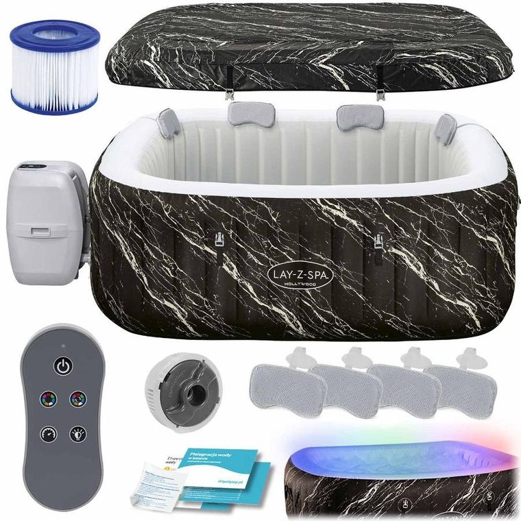 Bestway, Lay-Z Hollywood, dmuchane SPA z akcesoriami, 196-66 cm