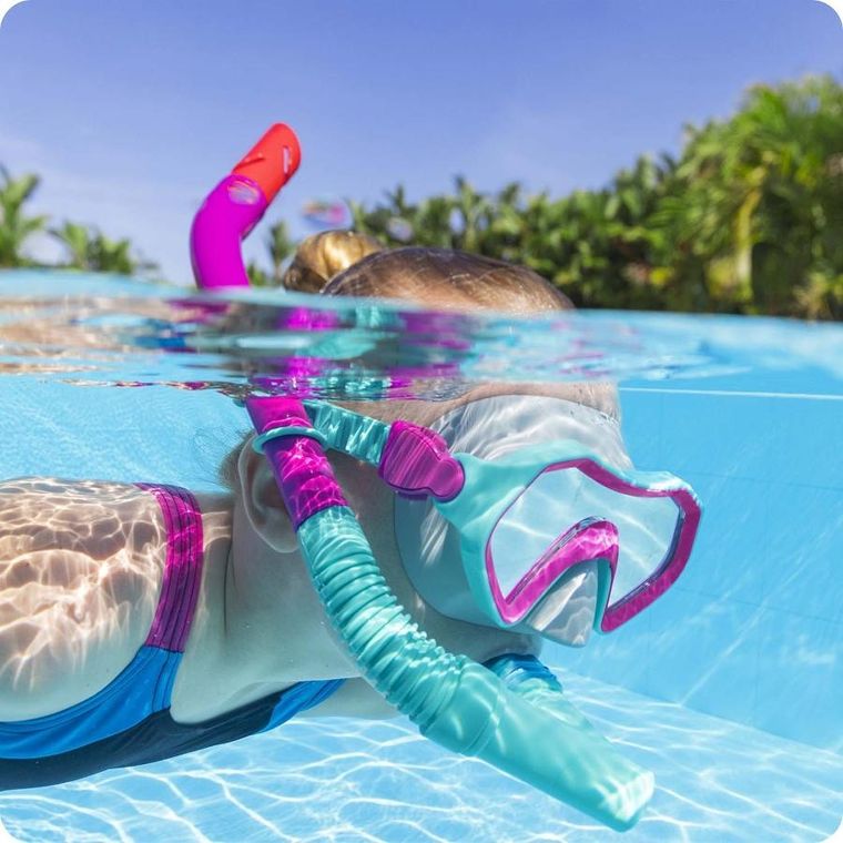 Bestway, zestaw do nurkowania, okularki i rurka, fioletowo-turkusowy