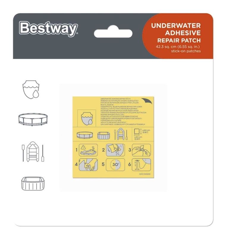 Bestway, zestaw naprawczy, łatki do artykułów dmuchanych, wodoodporne, 6,5-6,5 cm, 10 szt.