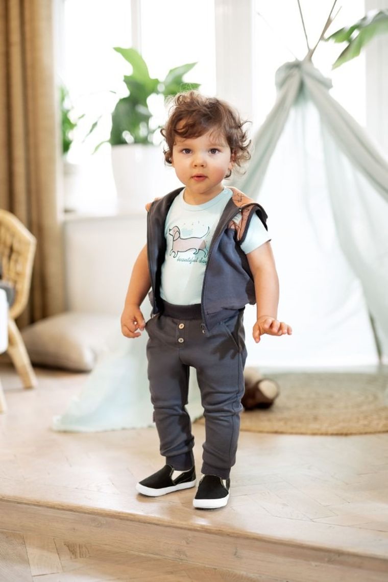 Bezrękawnik chłopięcy z kapturem, grafitowy, Eevi