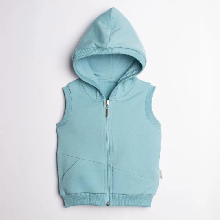 Bezrękawnik chłopięcy z kapturem, niebieski, Nicol