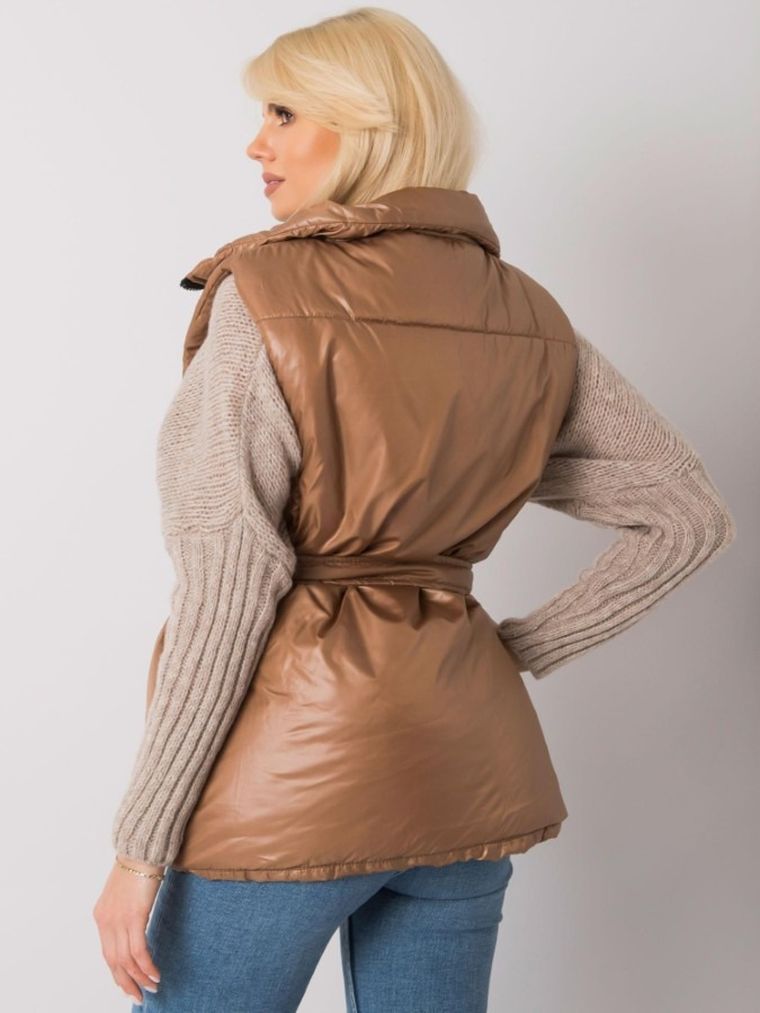 Bezrękawnik damski, brązowy, Ex Moda