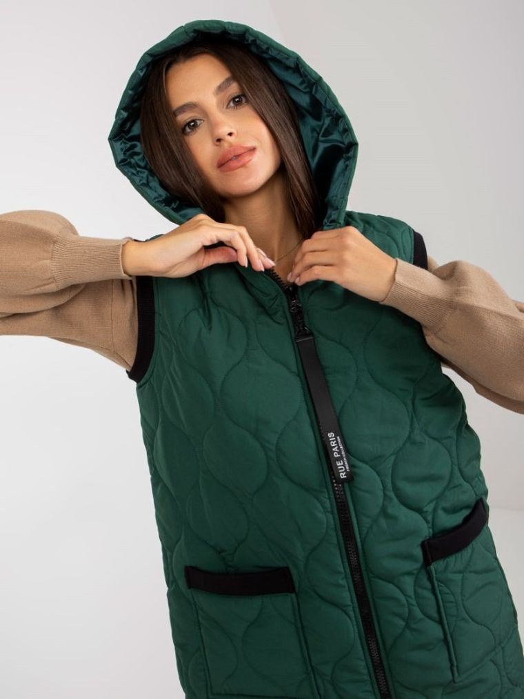 Bezrękawnik damski, ciemnozielony, Rue Paris