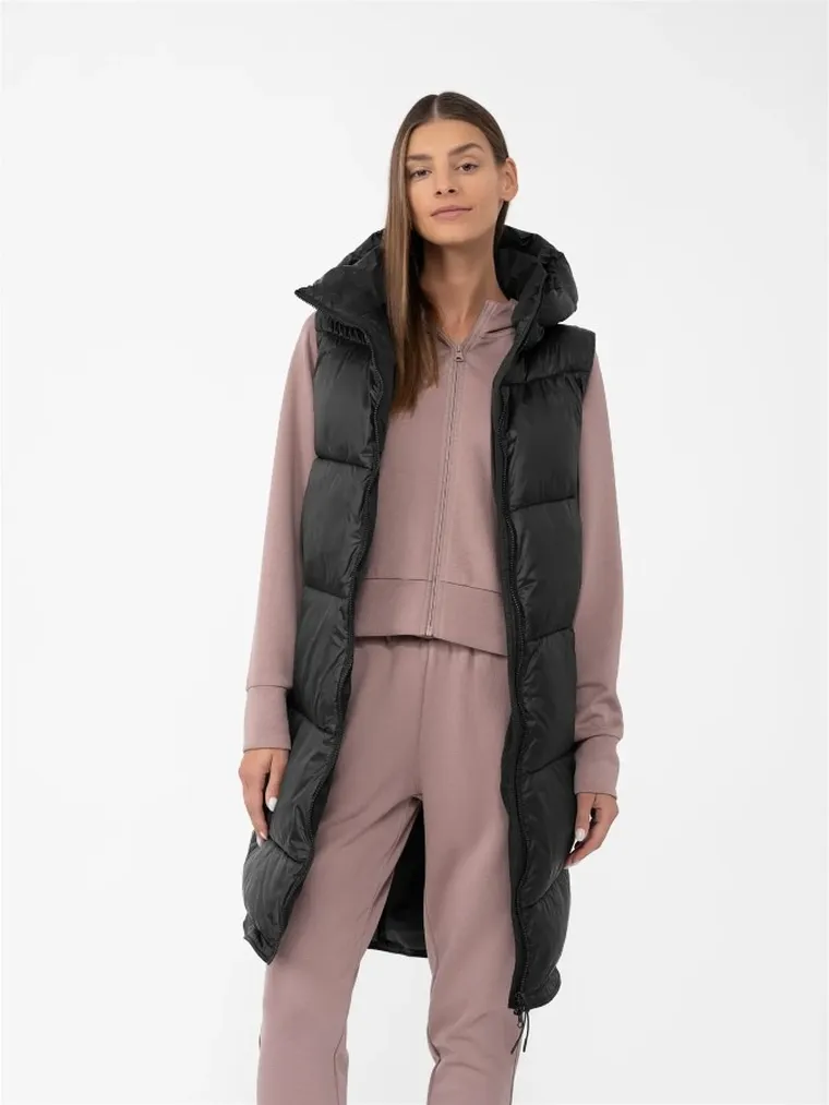 Bezrękawnik damski z kapturem, czarny, 4F