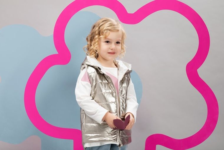 Bezrękawnik dziewczęcy z kapturem, srebrny, Pinokio