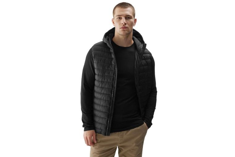 Bezrękawnik męski z kapturem, czarny, 4F