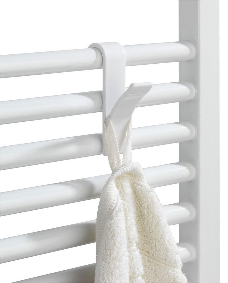 Białe haczyki, wieszaczki na grzejnik żeberkowy, 2 szt.