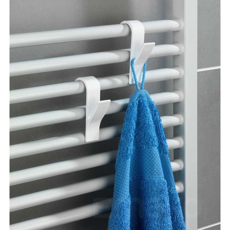 Białe haczyki, wieszaczki na grzejnik żeberkowy, 6 szt.