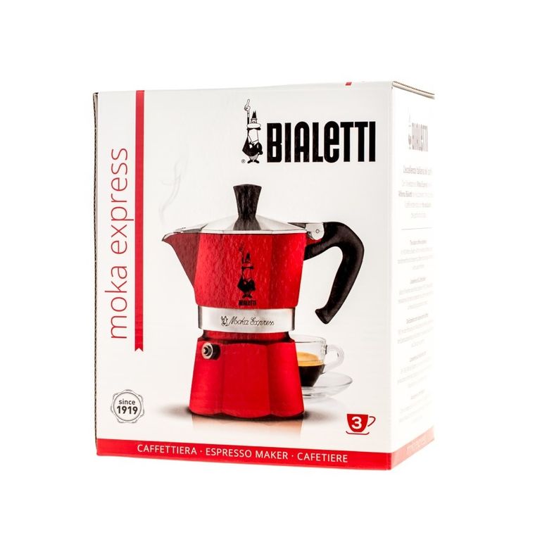 Bialetti, kawiarka Moka Express 3tz, czerwona