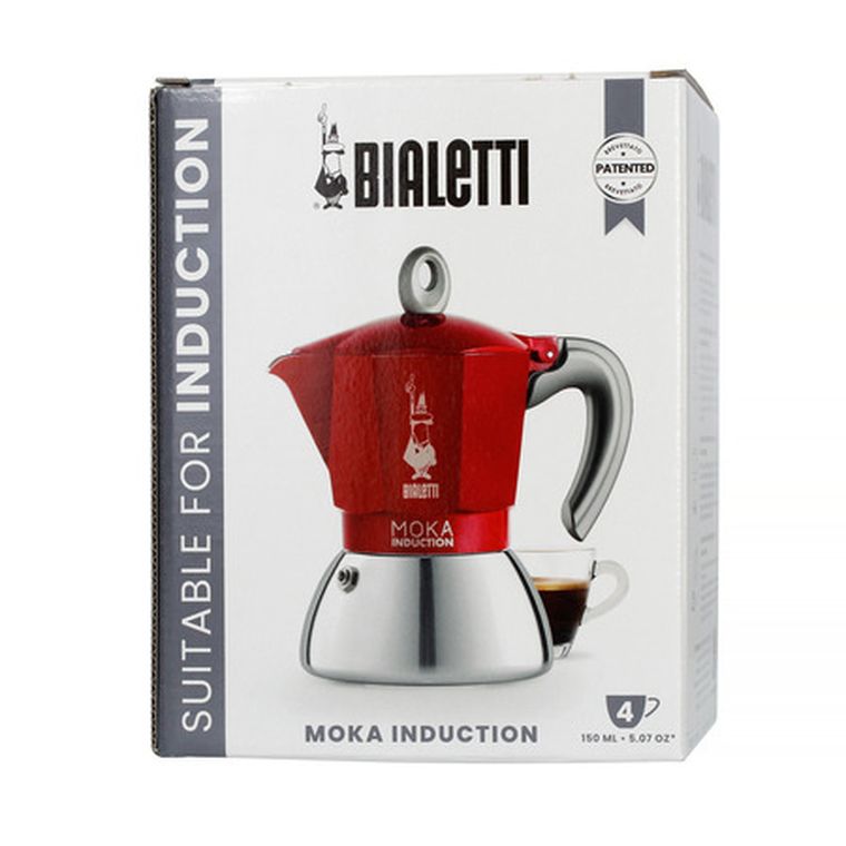 Bialetti, New Moka Induction, kawiarka, 4tz, czerwona