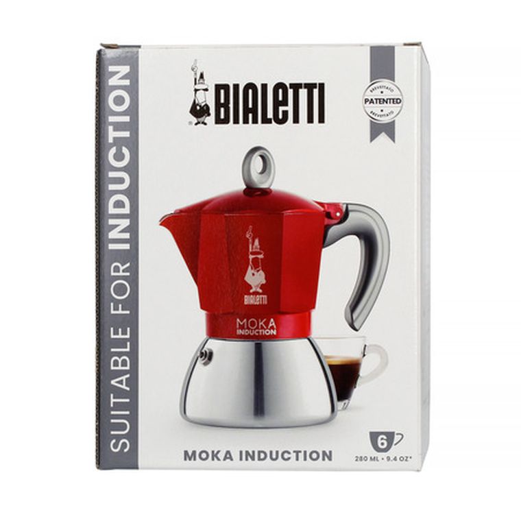 Bialetti, New Moka Induction, kawiarka, 6tz, czerwona