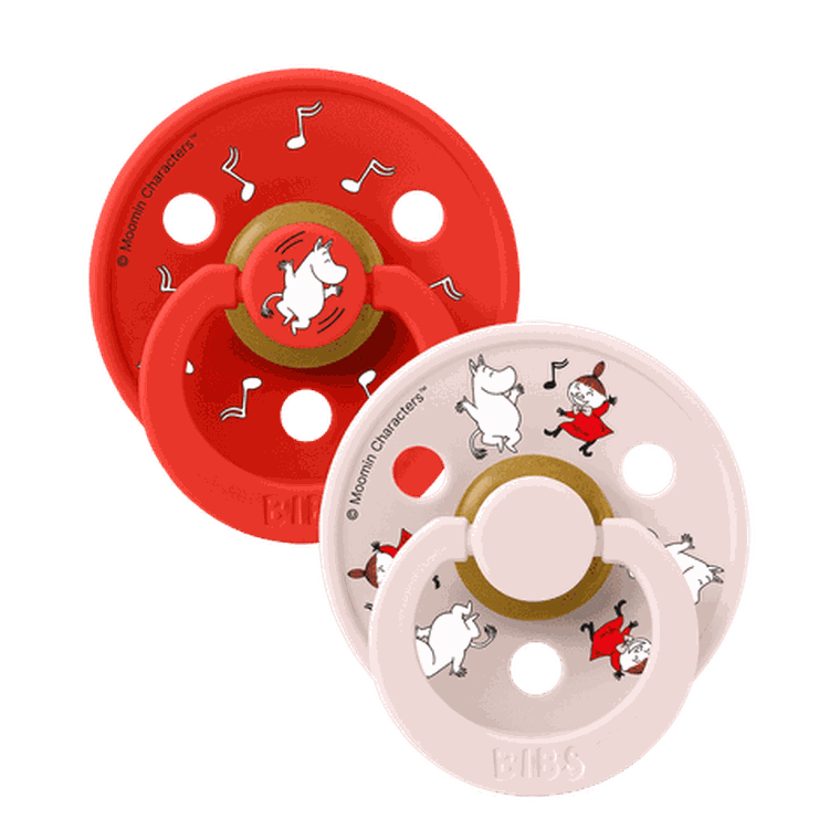 Bibs, Muminki, smoczek uspokajający, kauczuk Hevea, Candy Apple Mix, rozmiar 1, 2 szt.