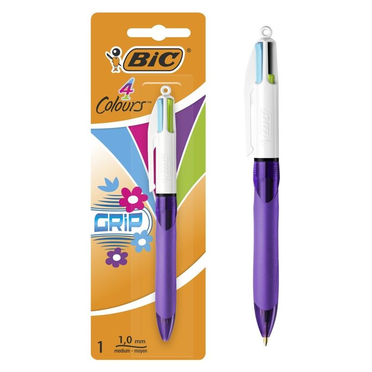 Bic, 4Colours Grip, czterokolorowy długopis automatyczny