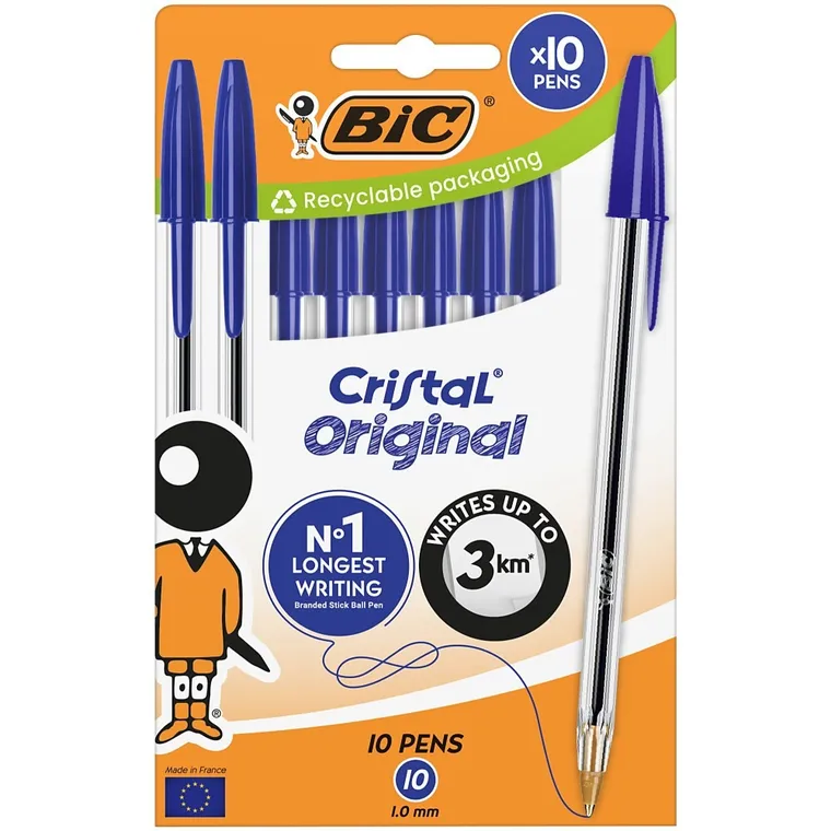 Bic, Cristal Original, długopis, niebieski, 10 szt.