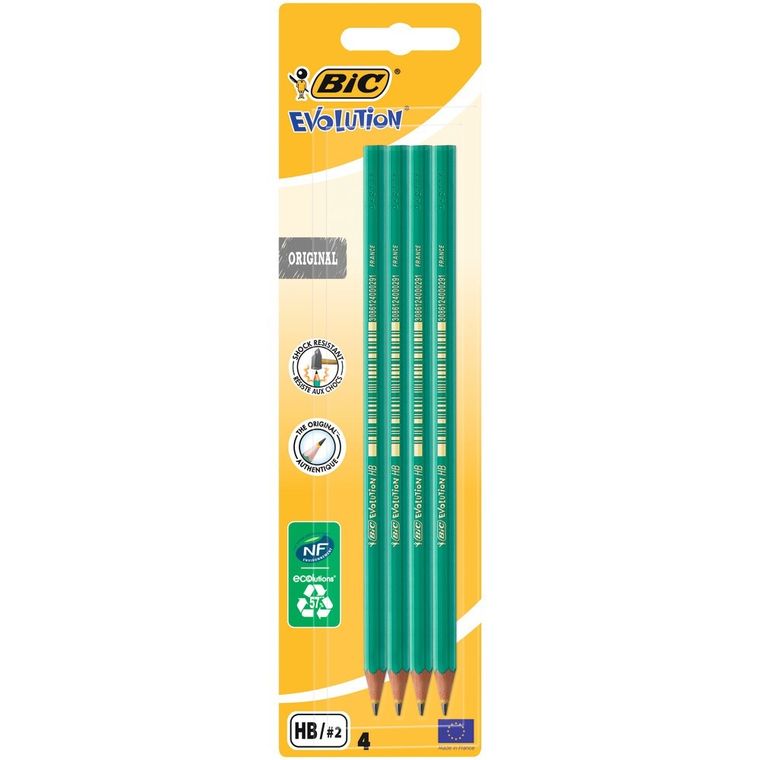 Bic, Evolution Original, 650 HB, ołówek bez gumki, 4 szt.