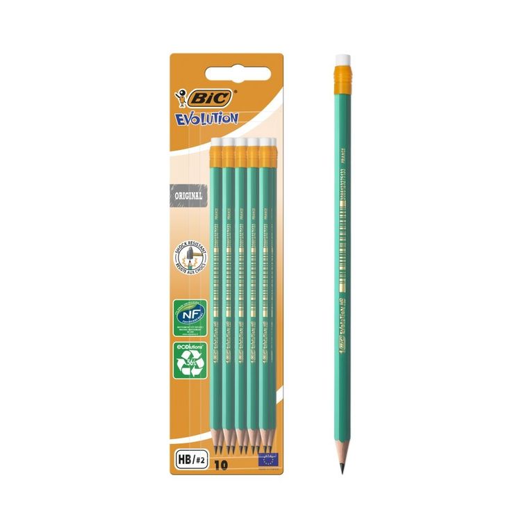 Bic, Evolution Original, ołówek HB z gumką, 10 szt.