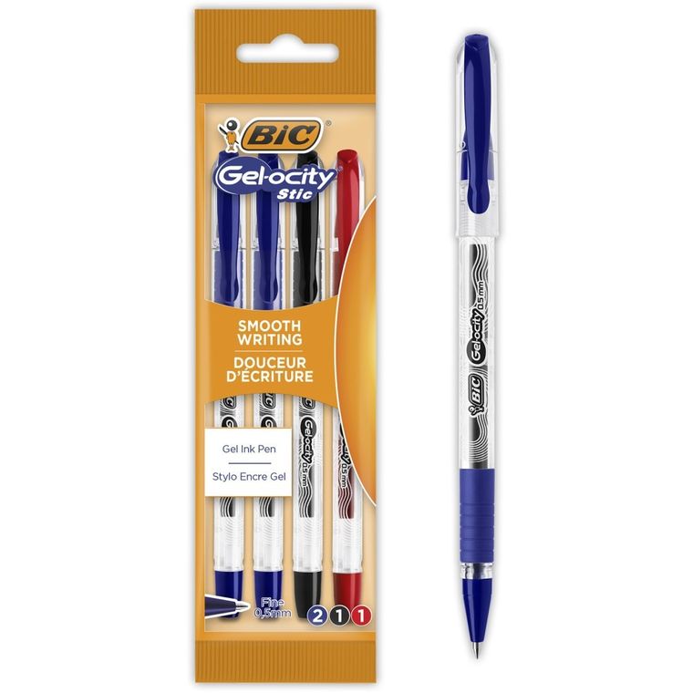 Bic, Gel-ocity, Stic, długopis żelowy, 0.5 mm, 4 szt.