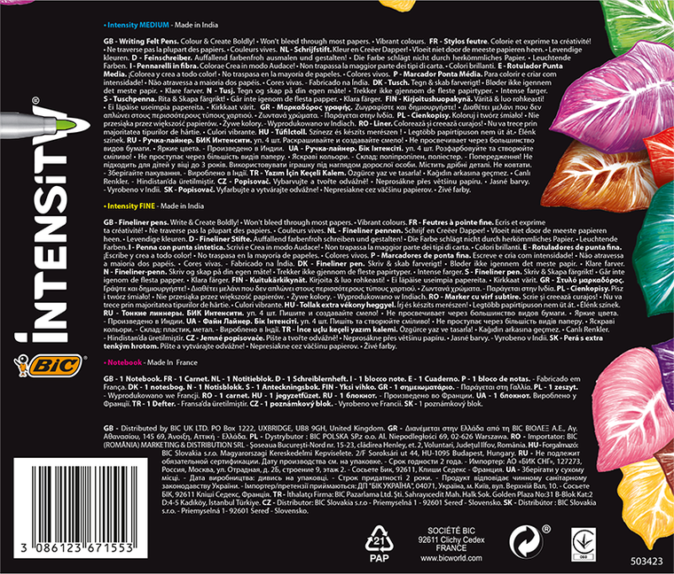 Bic, Intensity Fine, pisaki z notatnikiem, zestaw, 4+4+1 szt.