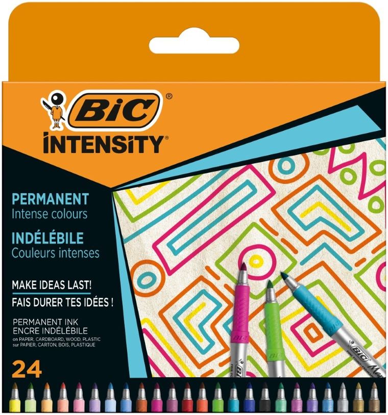 Bic, Intensity Permanent Intense + Pastel + Metallic, markery, 24 kolory