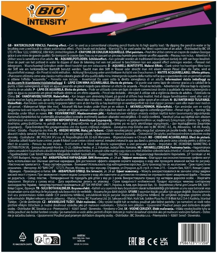 Bic, Intensity, Watercolour Pencils, kredki akwarelowe premium, 24 kolorów
