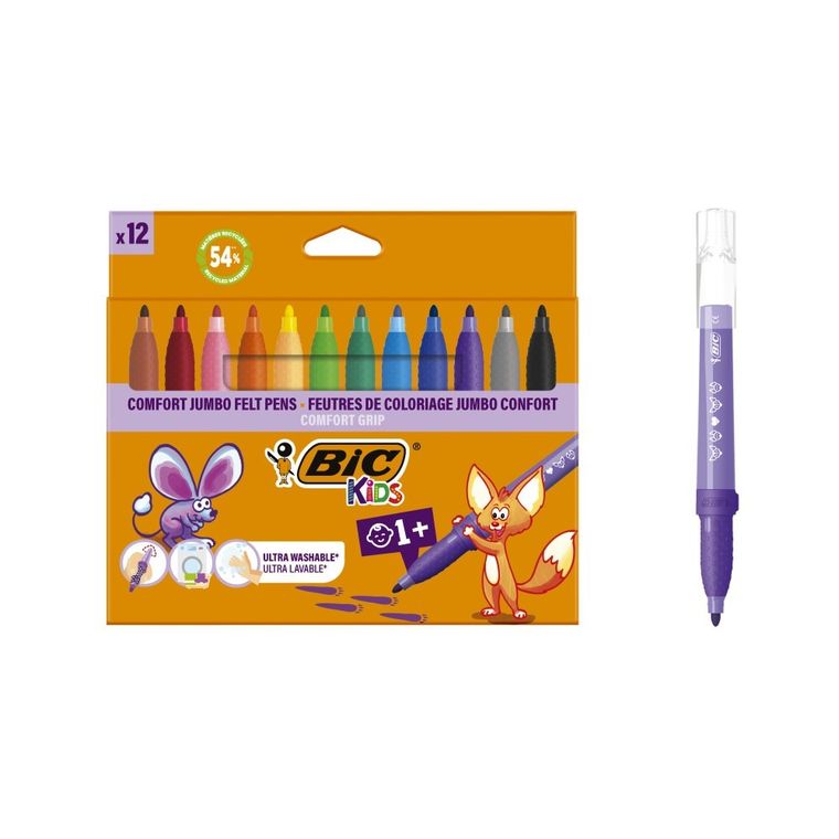 Bic, Kids, Comfort Jumbo, flamastry, 12 kolorów