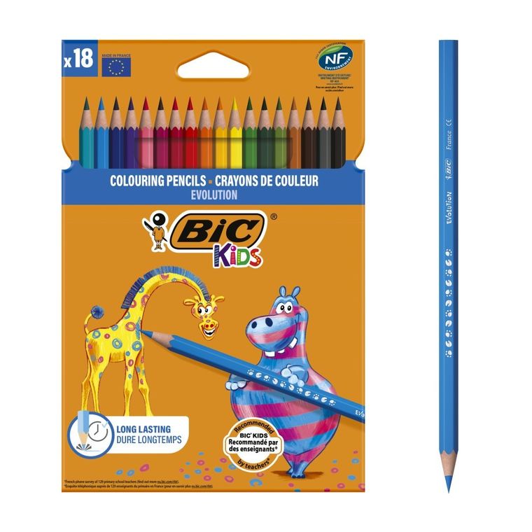 Bic, Kids Evolution, kredki ołówkowe, 18 kolorów
