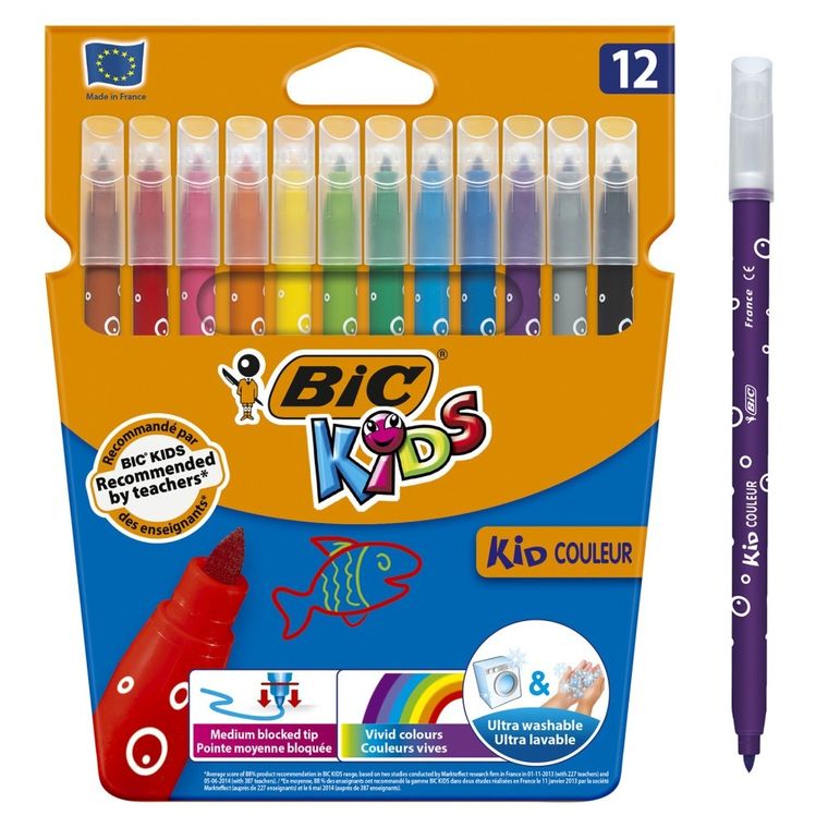 Bic, Kids, Kid Couleur, flamastry, 12 kolorów