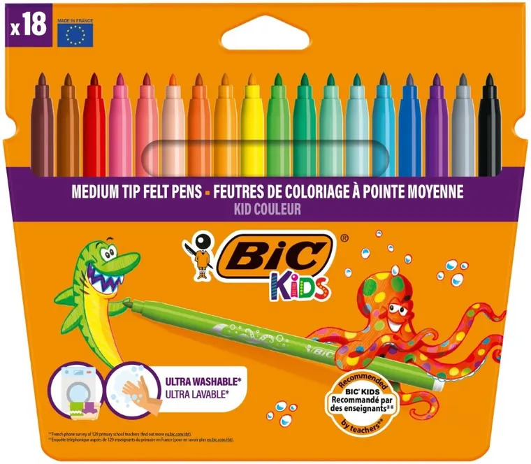 Bic, Kids, Kid Couleur, flamastry, 18 kolorów