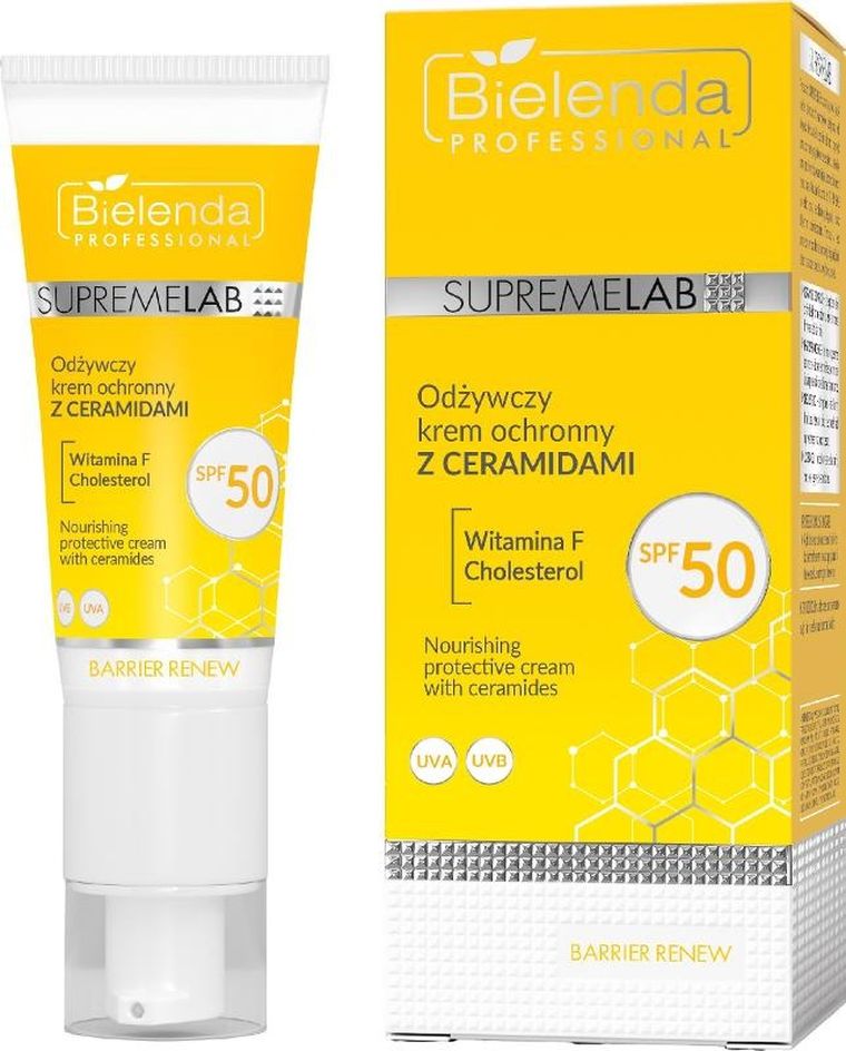 Bielenda Professional, SupremeLab Barrier Renew, odżywczy krem ochronny z ceramidami, SPF50, 40 ml
